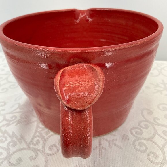 Alabama Cotton Pickin Pottery Red Mixing Bowl With Handle - Picture 3 of 9